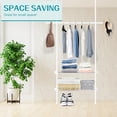 thumbnail image 5 of IHOMEPARK Adjustable Garment Rack, 120 Inch Tension Rod with 3 Tiers Shelves for Hanging Clothes -White, 5 of 6