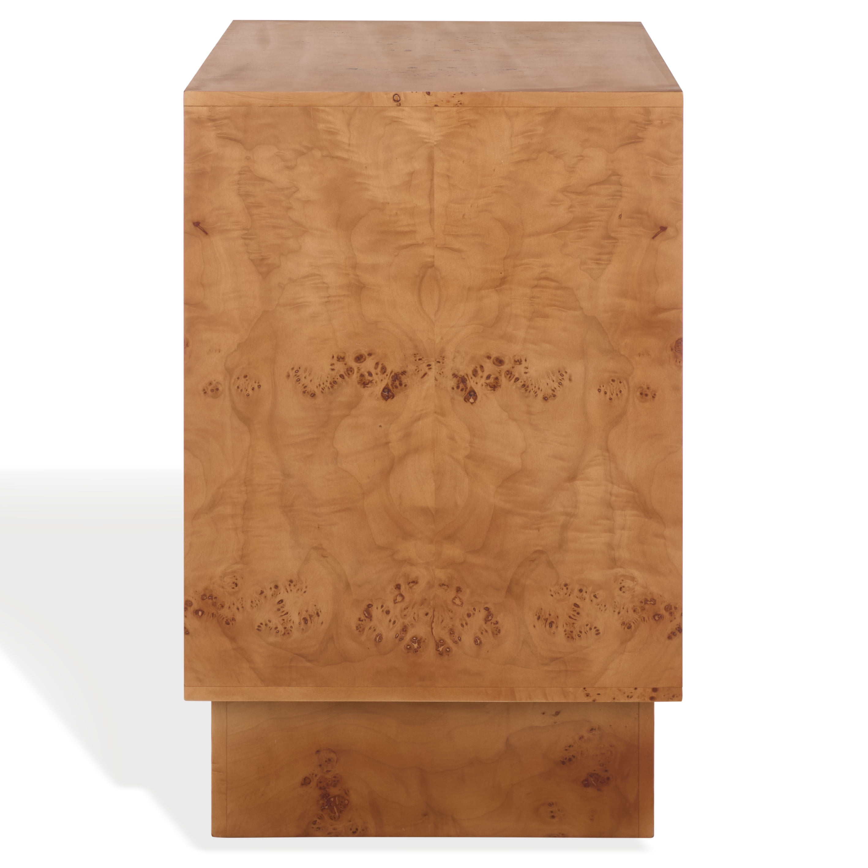 Safavieh Couture Tessly Burl Veneer Chest, Walnut Burl/Brass