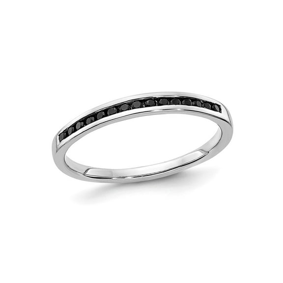 Gem & Harmony 1/7 Carat (Ctw) Black Diamond Wedding Band Ring in 14K White Gold for Women
