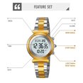 thumbnail image 5 of Digital Watch Womens Digital Analog Alarm Multifunctional Stainless Steel Strap Waterproof Chronograph Calendar Luminous for Men Women Southeast asia Daily Watch Birthday Adjustable Buckle, 5 of 9