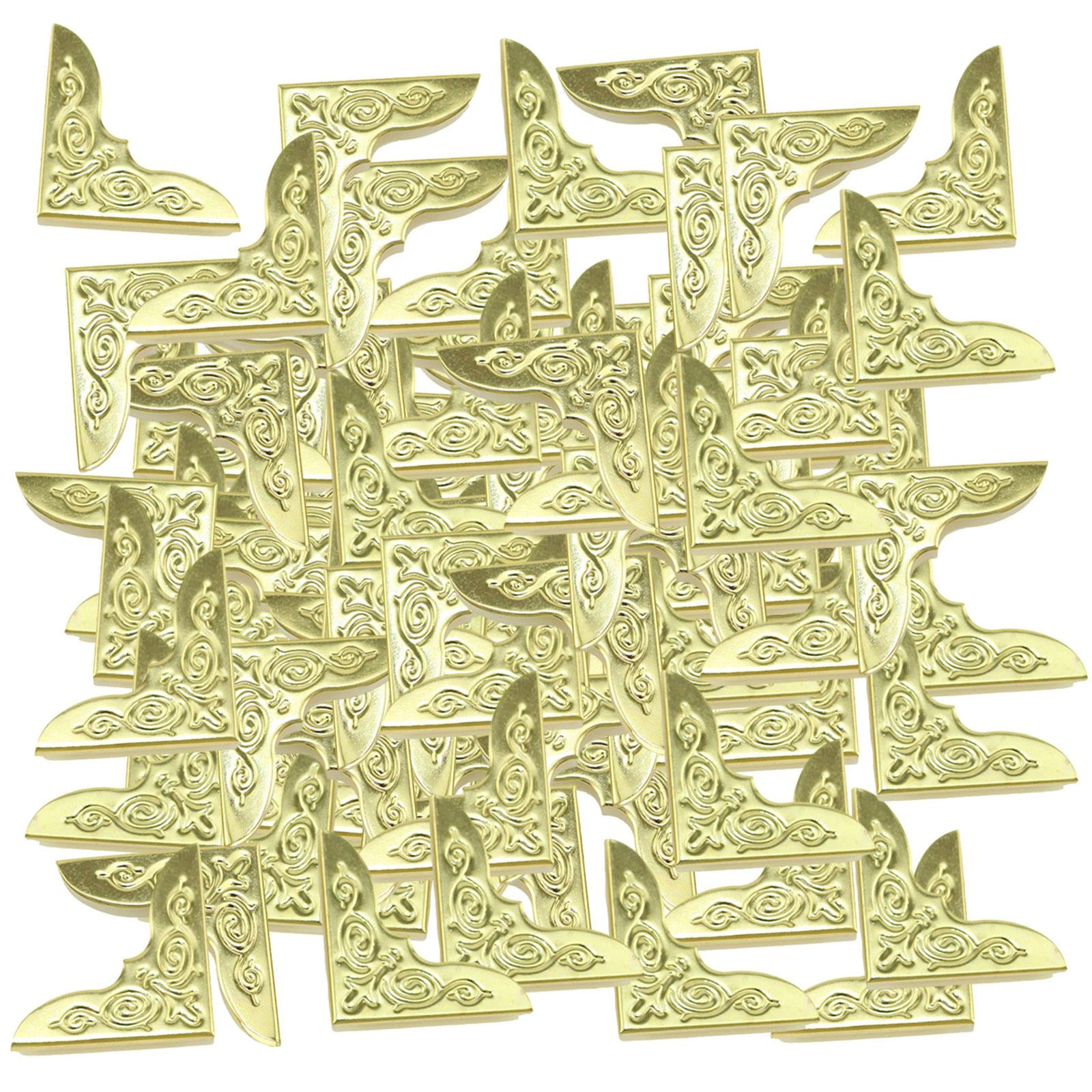 AMLESO 100 Pcs Protecteurs d'Angle en Métal pour Livres, Sacs de Protection d'Angle, Or