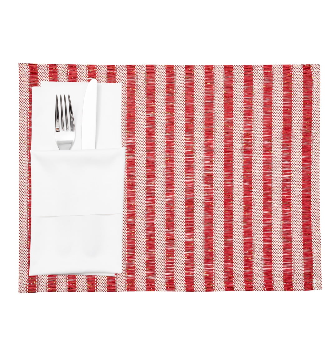 Red Striped Placemat 16" x 12" 6 count box