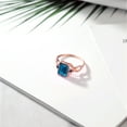 thumbnail image 4 of Gem Stone King 2.74 Cttw London Blue Topaz and Blue Sapphire 18K Rose Gold Plated Silver Ring for Women | Emerald Cut 9X7MM and Round 2MM (Size 7), 4 of 5