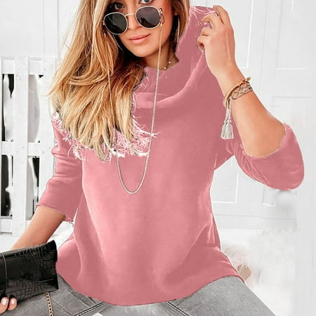 

Aueoeo Winter Outfits for Women Women Pullover Sweatshirt Fashion Women Casual Long Sleeve Loose Solid Hooded Autumn Hooded Sweatshirts