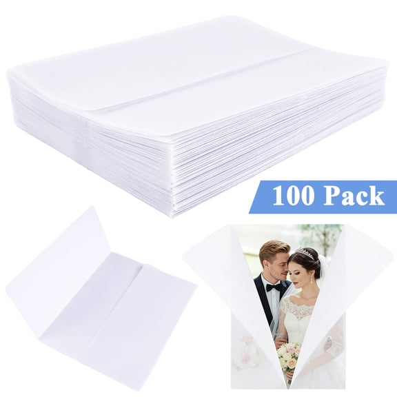 Yalumo 100 Pack Vellum Jackets for 5x7 Invitations, Pre-Folded 115GSM Wedding Invitation Wraps, Translucent Vellum Paper Invitations Sleeves for Wedding, Greeting Cards, Envelope Liners