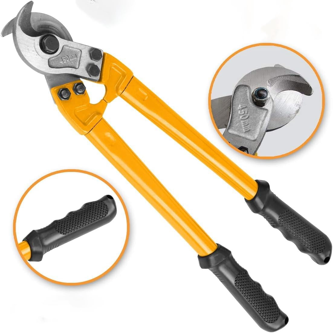 TOLSEN Heavy Duty Cable Cutter, 24 Inch Wire Cutter, Cutting Capacity: 18mm - 250mm Polished Surface With PVC Grip Bi-material Handle With Soft Rubber Grip