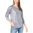 thumbnail image 1 of INC Blusa de jersey con brillo de papel de aluminio para mujer, metálica, pequeña, 1 of 2