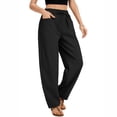 thumbnail image 5 of yuCgh Women's Wide Leg Cropped Casual Elastic Drawstring Waisted Pants with Pockets, Comfortable Harem Pants for Lounge and Outdoor Activities,Black L, 5 of 6