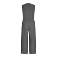 thumbnail image 3 of Women's Summer Cotton Linen Jumpsuits Loose V Neck Button Down Drawstring Wide Leg Pants Rompers Overall with Pockets, 3 of 3