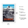 thumbnail image 2 of Zermatt Switzerland - Matterhorn (Mont Cervin) - Swiss Alps - Fly there by SwissAir - Vintage Travel Poster by Alfred Perren-Barberini c.1954 - Fine Art Rolled Canvas Print 27in x 40in, 2 of 4