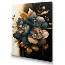 Designart Blue And Gold Gladiolus Flowers II Canvas Wall Art