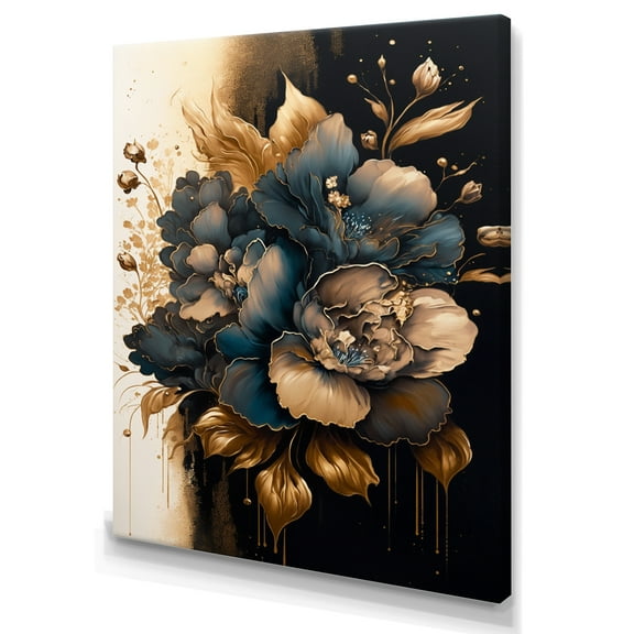 Designart Blue And Gold Gladiolus Flowers II Canvas Wall Art