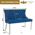 thumbnail image 3 of Aoowow Velvet 2 Seat Dining Bench Blue Silver Legs, 3 of 7
