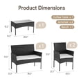 thumbnail image 3 of Gianna 4-Piece Patio Furniture Set, Outdoor Wicker Rattan Chairs with Removable Cushion & Glass Table, Conversation Furniture for Porch, Garden, Backyard, Poolside - Black, 3 of 6