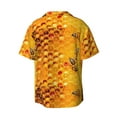 thumbnail image 2 of Disketp Men's Hawaiian Bees on Hive Honeycomb Print Shirts Button Down Holiday Beach Shirts-Small, 2 of 7