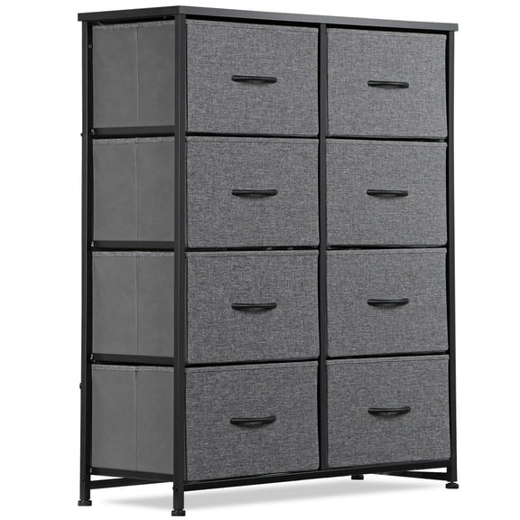 ZENY 8 Drawers Tall Dresser Tower Metal Frame Home Bedroom, Drak Gray
