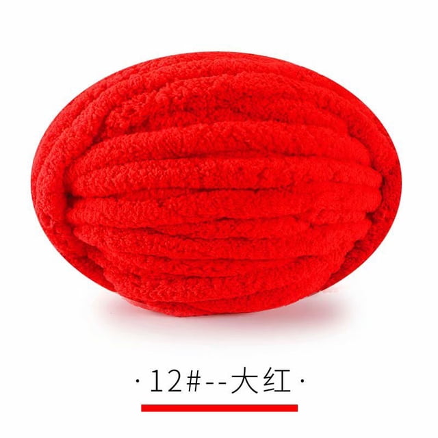 Xiao Hua Hilo grueso rojo de 250 g para tejer a mano (1 rollo), hilo de chenilla, hilo de ganchillo de terciopelo grueso, suave y agradable para la piel, hilo de punto a mano para cojín de almohada.