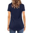 thumbnail image 4 of DondPO Womens Summer Tops V Neck Short Sleeve Basic Plain Tee T Shirt T Shirts for Women Womens Shirts Basic T Shirts for Women Blue L, 4 of 5