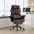 thumbnail image 3 of Hoffree Big and Tall Office Chair 450lbs, Executive Computer Desk Chair with Massage Ergonomic  Leather Chair with Footrest Reclining Desk Office Chair with Lumbar Support for Home Office, 3 of 10