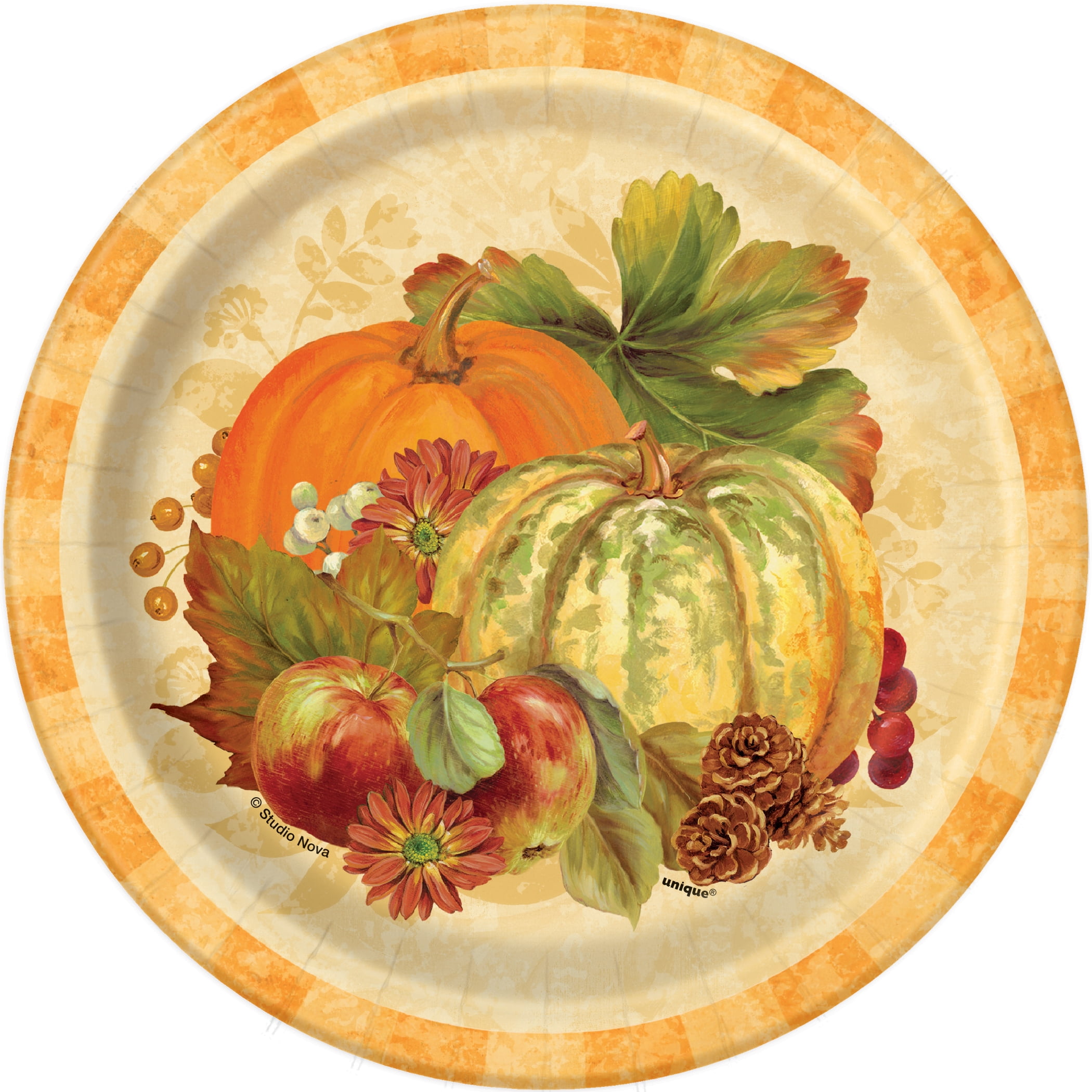 Pumpkin Harvest Fall Paper Dessert Plates, 7in, 8ct