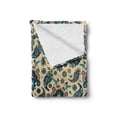 thumbnail image 2 of Paisley Soft Flannel Fleece Throw Blanket, Colorful Vintage Floral Teardrop Oriental Paisley Retro Design, Cozy Plush for Indoor and Outdoor Use, 70" x 90", Yellow Blue Cream, by Ambesonne, 2 of 6