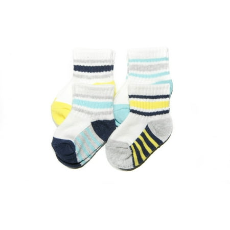 Newborn Baby Boy Quarter Crew Socks, 4 Pairs - Walmart.com