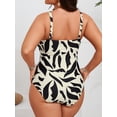 thumbnail image 6 of SKQIT Plus Size Tropical Leaf Print One Piece Swimsuit, Removable Straps Ruched Tummy Control Backless Bathing Suit for Curvy Women, 6 of 6