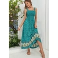 thumbnail image 2 of Vestido de tirantes con estampado floral de algodón y rayón verde bohemio de TEELYNN para mujer, vestido largo sin mangas de verano 2023, vestidos fruncidos, 2 of 5