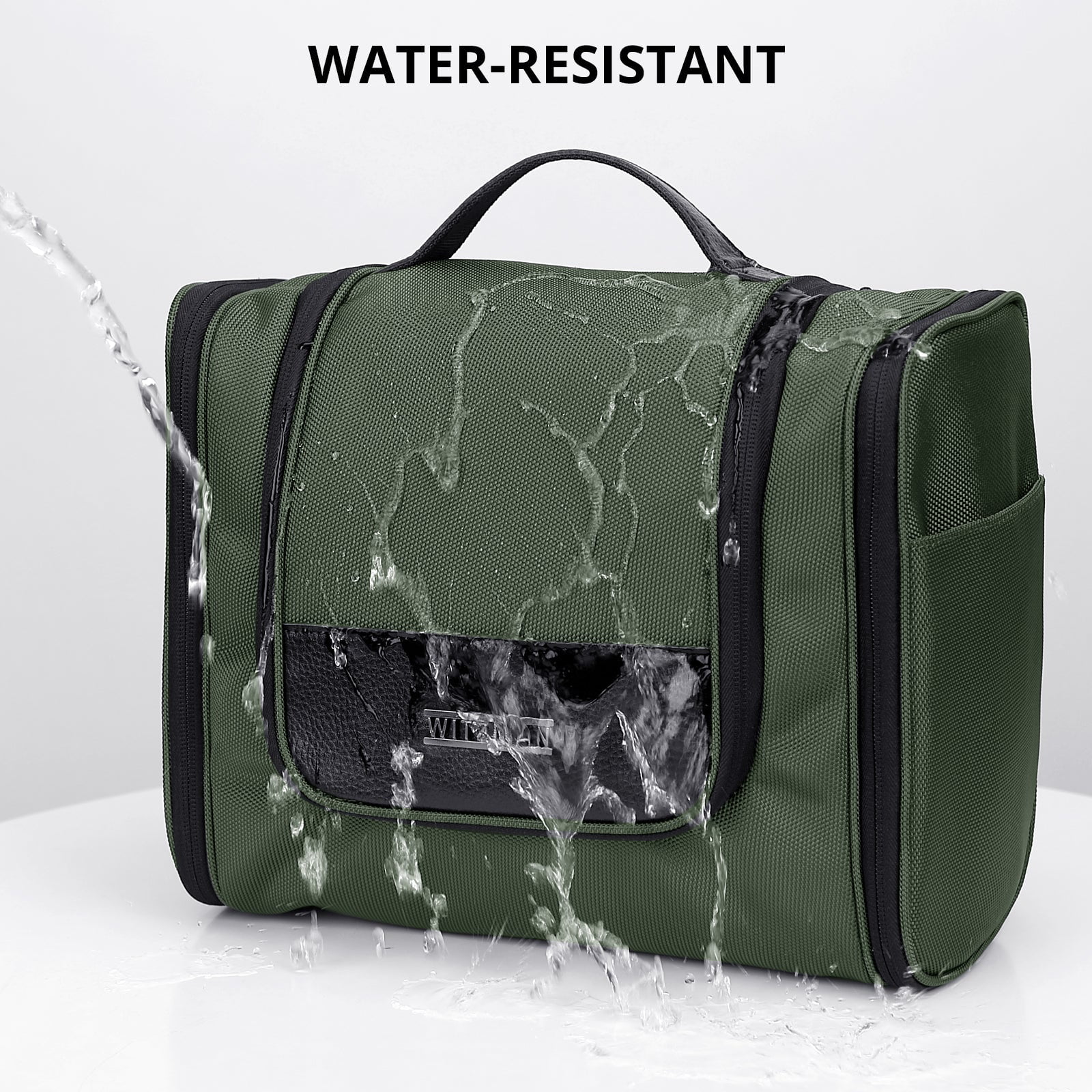 WITZMAN Toiletry Bag for Men Large Hanging Multi-Organization Bathroom Bag Water-Resistant Dopp Kit Shaving Bag Men(B690 Army Green)