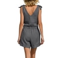 thumbnail image 6 of Naotn Women's Summer Linen 2 Piece Outfits Lace Up Sleeveless Matching Sets Button Down V Neck Tank Tops and Pocket Shorts, 6 of 7