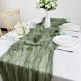 thumbnail image 5 of Table Runner Boho Gauze Cloth Table Runner Rustic Sheer Runner for Wedding Baby Shower Table Decorations 90X400cm,1 x boho table runner,Green, 5 of 7