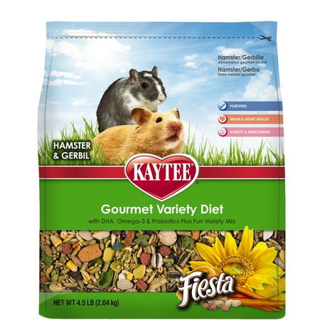 - Kaytee Fiesta Gourmet Variety Diet Hamster & Gerbil Food, 4.5 lb