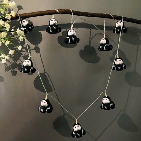 Ghost Face Duck String Lights Rubber Duck Light Black Duck Night Fairy Light for Halloween Dark Theme Party Bedroom Decoration