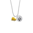 thumbnail image 2 of Delight Jewelry Silvertone Small Yellow Megaphone Silvertone Script Initial Disc - D - Charm Necklace, 20"+3", 2 of 4