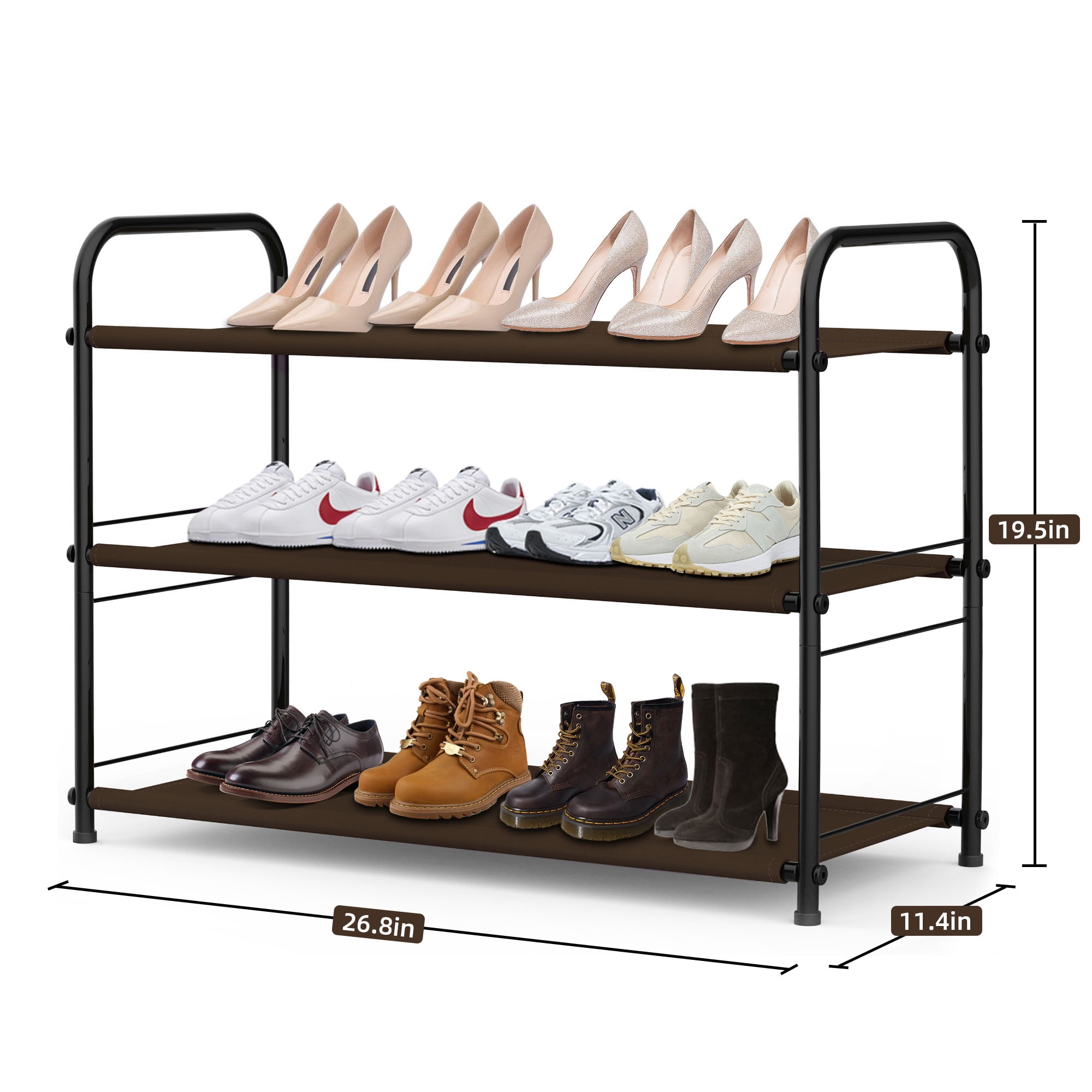 Gurkkst 4 Tier Extendable Long Shoe Rack for Closet Shoe Organiser Strong  and Durable Heavy Duty Metal Shoe Shelf Holds 20+ Pairs (60-100) x 22,5 x