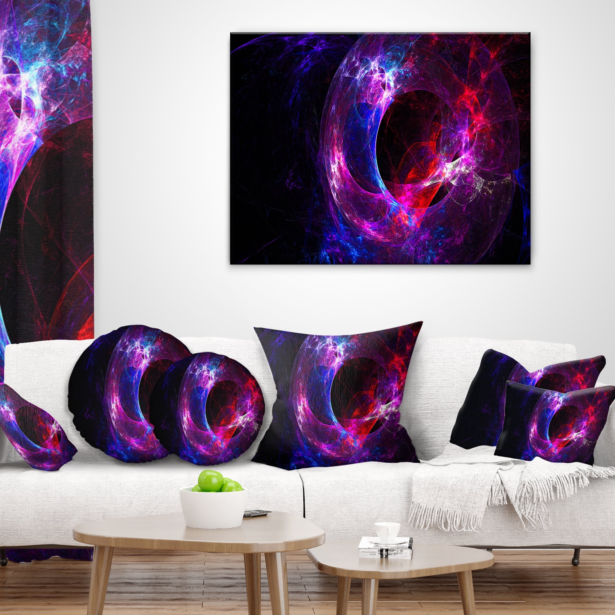 Designart Far Spherical Galaxy Purple - Abstract Throw Pillow - 18x18