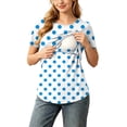 thumbnail image 2 of Hxshgdsn Womens Maternity Nursing Top for Breastfeeding Short Sleeve Cute Printed Round Neck Pullover Tops（Blue/S）, 2 of 9
