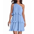 thumbnail image 3 of Women'S Summer Sleeveless Mini Dress Boho One Shoulder Ruffle Tiered Layered Flowy A Line Dresses XL, 3 of 9