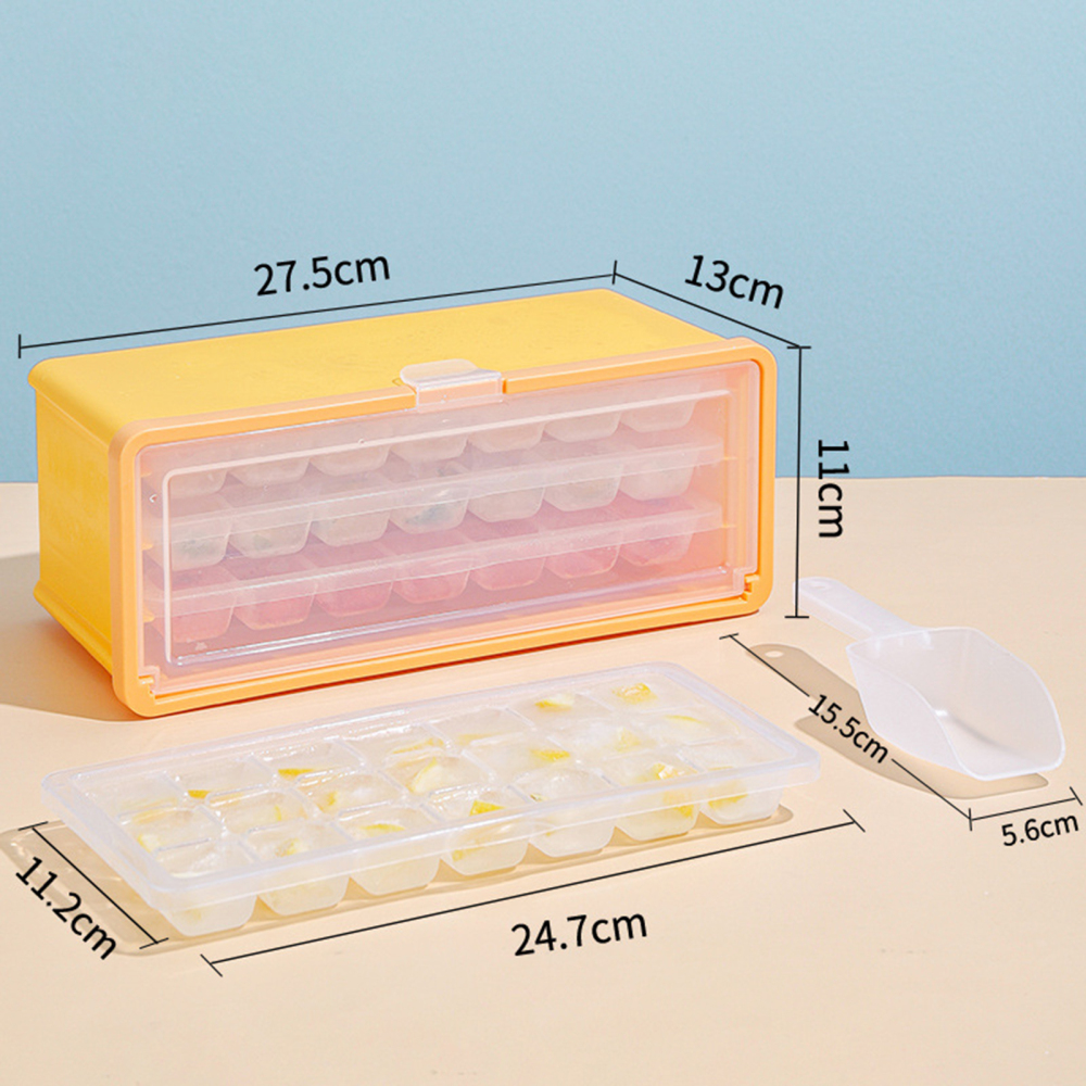 Stackable Ice Cube Trays and Container Easy Release Ice Cube Molds for