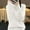 White, variant on PiGOGI Women's Sparkling Diamond Knit Top Semi High Neck Loose Pullover Sweater Fashion Solid Blouse with Brick Inlay Design Comfortable Casual Long Sleeve Shirt White XL