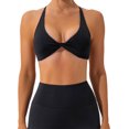 thumbnail image 1 of 1 Set Chinlon Nylon Sports Solid Color Underwear Solid Color Replacement Breathable Wire Free Running Jogging Bodybuilding Vest Bra Black M, 1 of 6