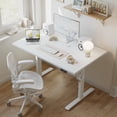 thumbnail image 4 of 62.9 Inch Electric Height Adjustable Standing Desk, Ergonomic Home Office Desk with Memory Preset, Sit to Stand Computer Desk with Hooks, White, 4 of 10