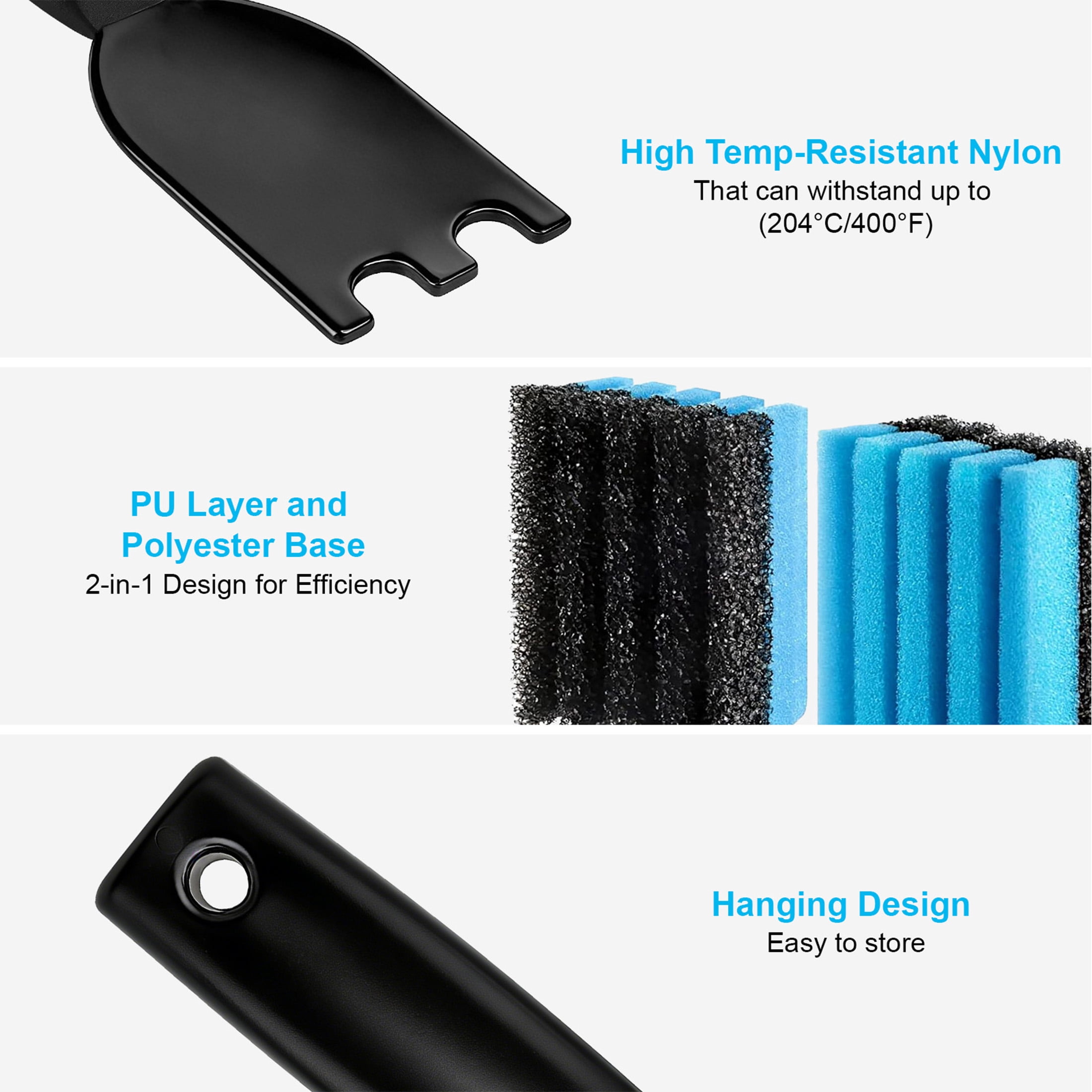 2pcs Grill Cleaning Sponge Brush and 2pcs Scraper Set, EEEkit Cleaner Tool with Ergonomic Handle for Panini Grill Press