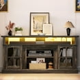 thumbnail image 2 of Dextrus Farmhouse LED TV Stand w/Outlets for TVs up to 70'', Wood TV Media Console for Living Room, Rustic Oak, 2 of 8