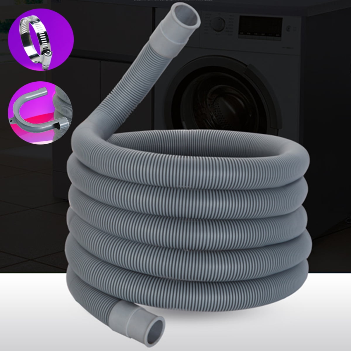 98" Washing Machine Drain Hose Extension Kit,Corrugated Design,Quick