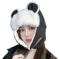 thumbnail image 3 of opolski Women Warm Earmuffs Ear-flapped Hat with Cute Ears Super Soft Ultra-Thick Winter Cold-proof Warm Plush Hat Black, 3 of 7