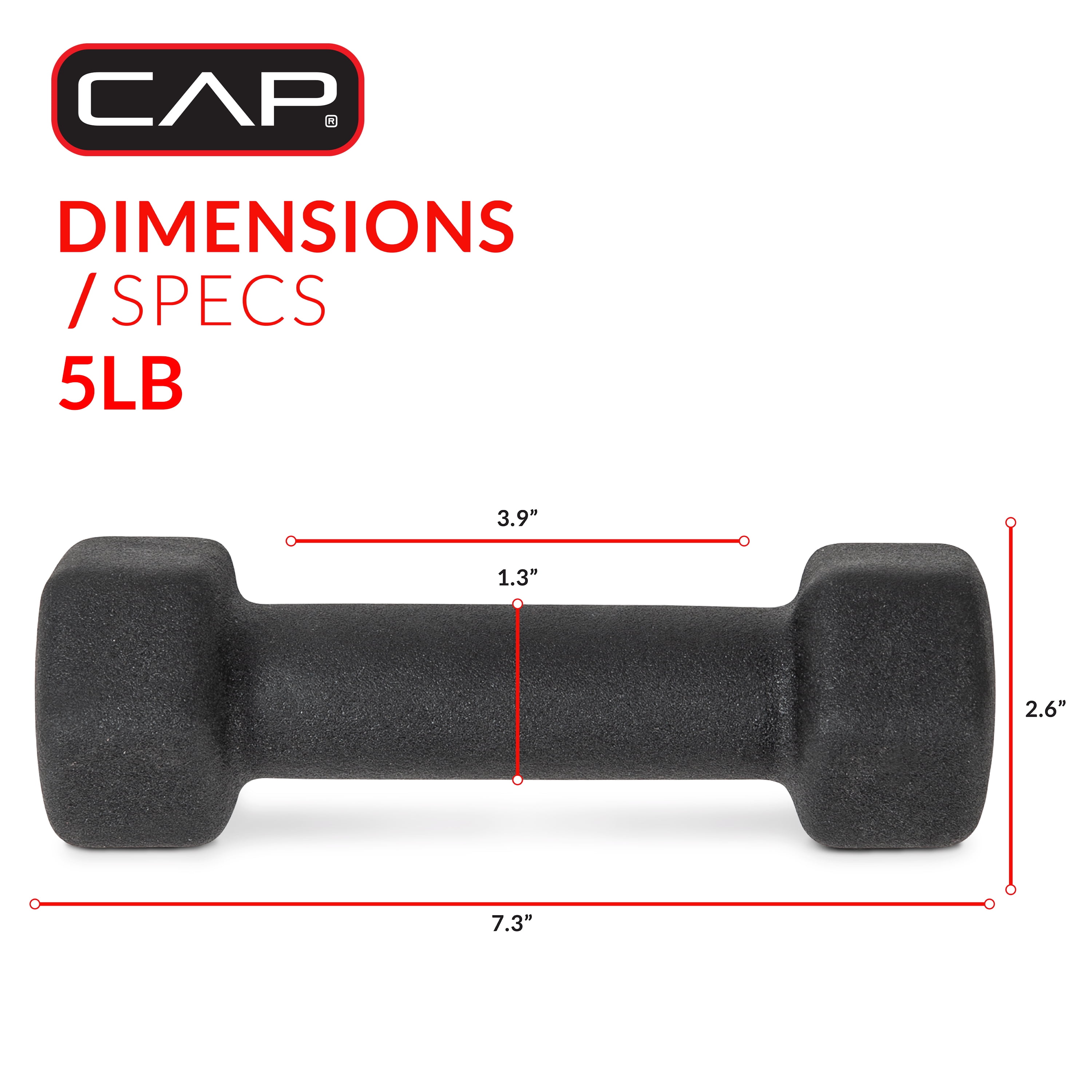 CAP Barbell 32 lb Neoprene Dumbbell Set with Rack, Black