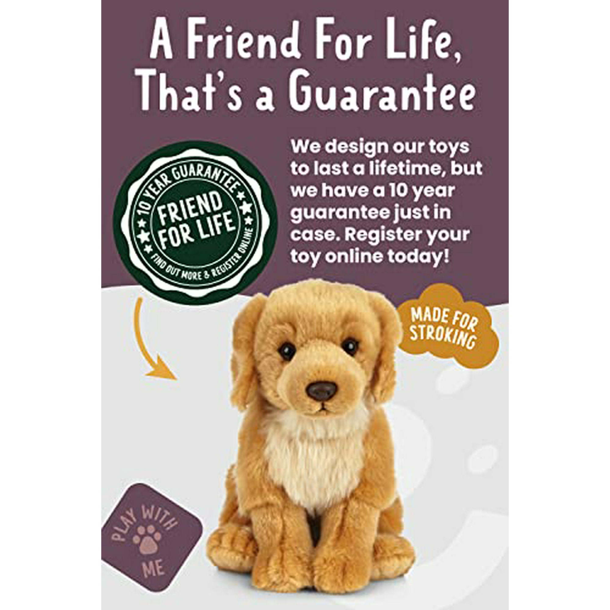 Living Nature Golden Retriever Stuffed Animal Fluffy Dog Animal Soft Toy Gift for Kids 8 inches