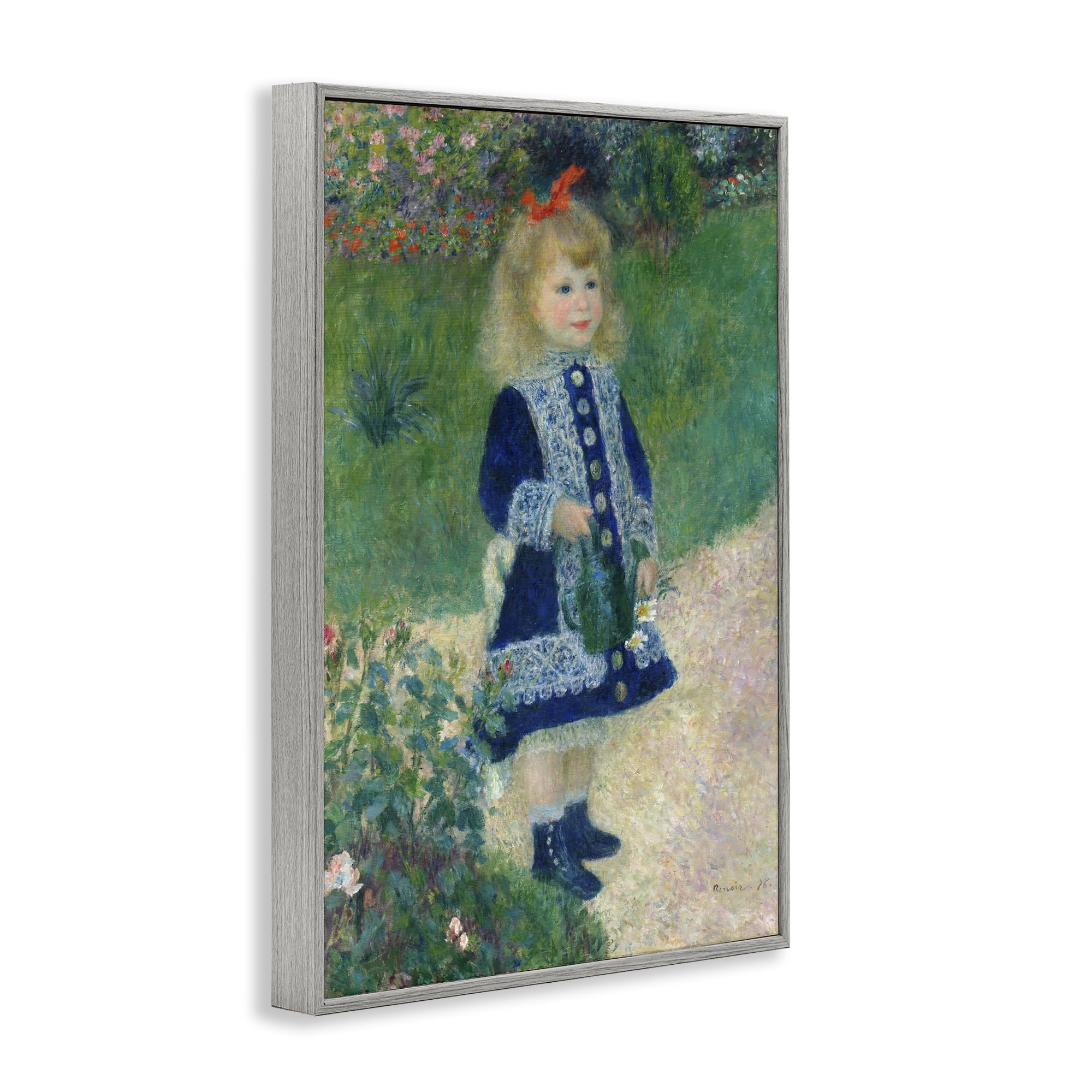 Stupell Industries Girl With Watering Can Gray Framed Giclee Art, design by Tina LeCour