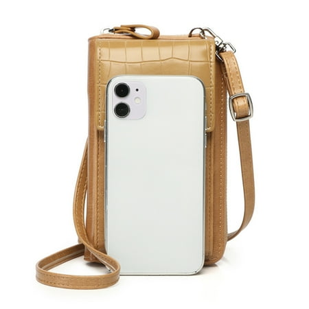 

Women PU Leather Phone Bag with Reinforced Handles Durable Bag for Daily Working Wearing Apricot